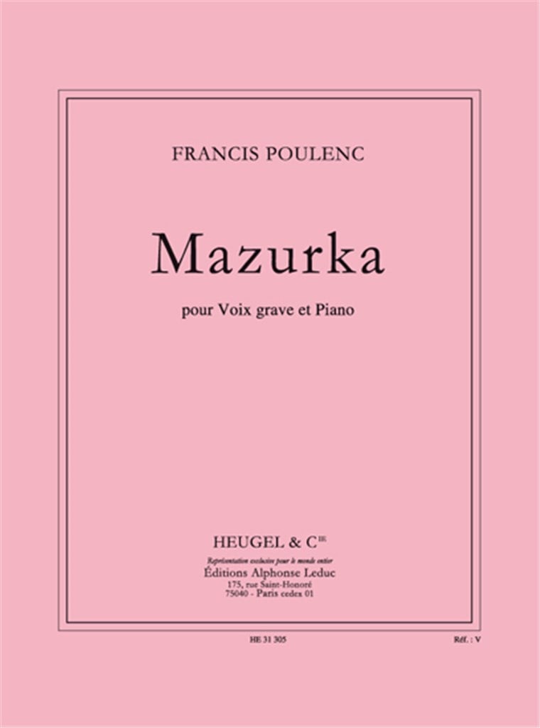 Mazurka Pour Voix Grave Et Piano